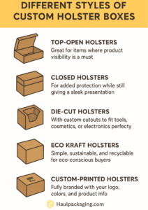 Different Styles of Custom Holster Boxes- infographic image